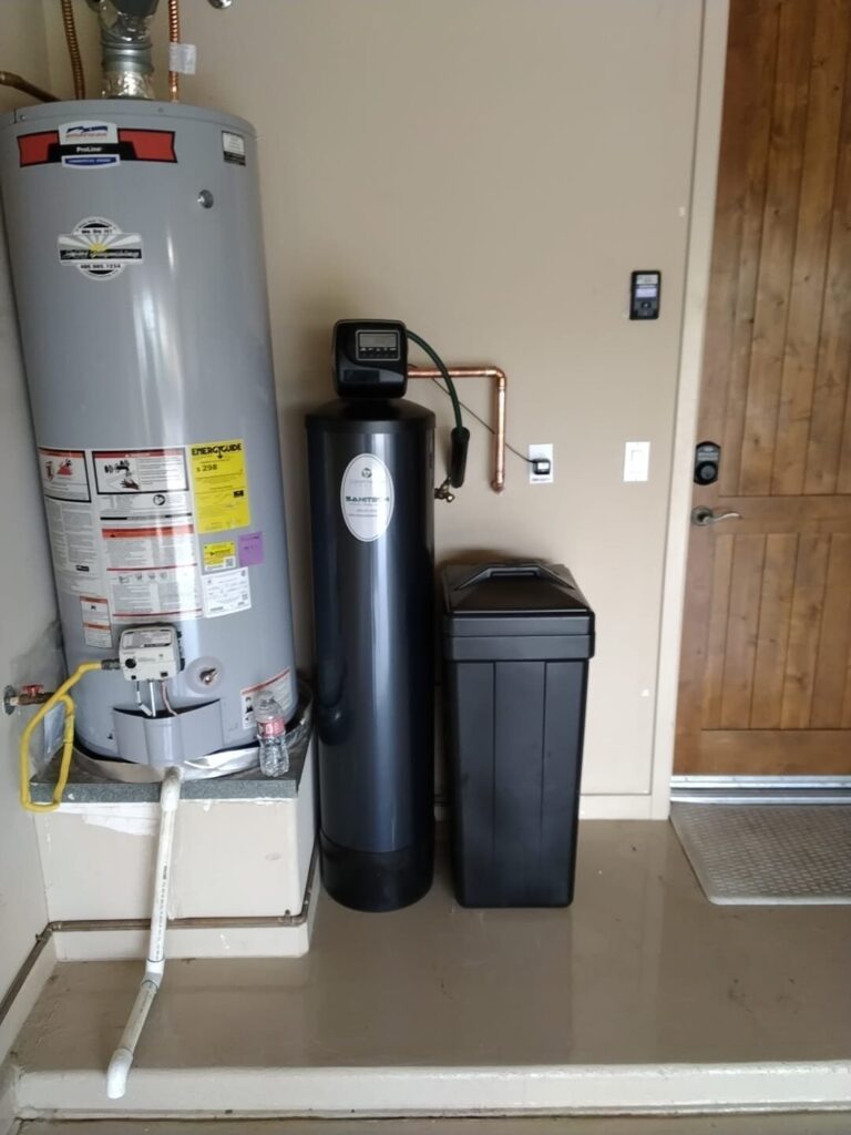 Whole home water filter and softener setup featuring Sanitech™ Pro-Line for PFAS removal and soft water