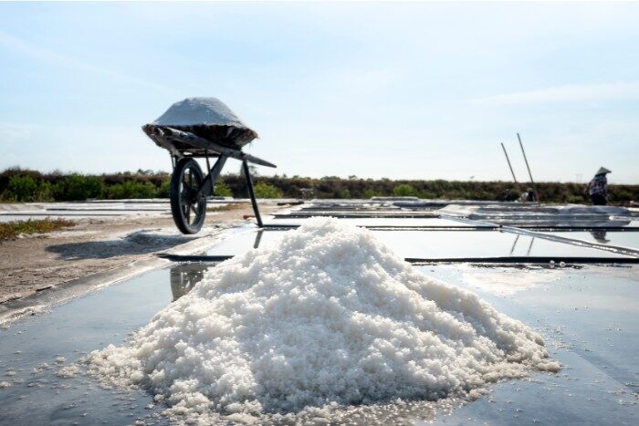 Pile of salt used in water softening systems