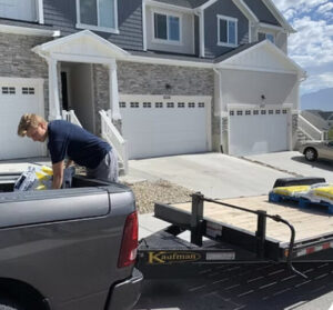 Technician unloading water softener salt bags for Phoenix customers