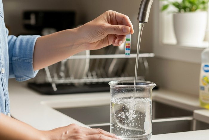 Testing household water hardness using a DIY test strip