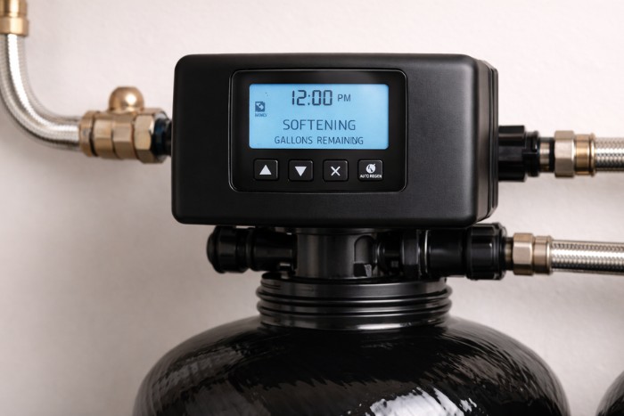Digital control valve on a whole house water softener system