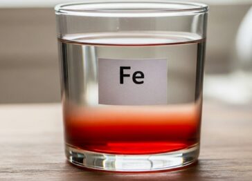 Glass of water showing iron content for removal