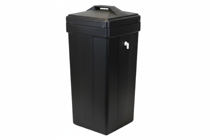 Brine tank where water softener salt is stored and dissolved