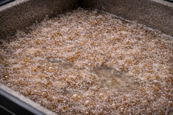 Biofilm growth on stagnant resin beads in residential water softener