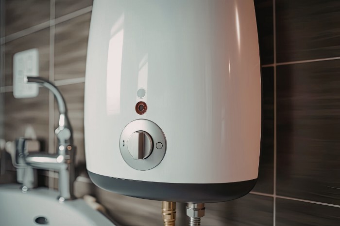 Residential water heater that can develop scale buildup from hard water